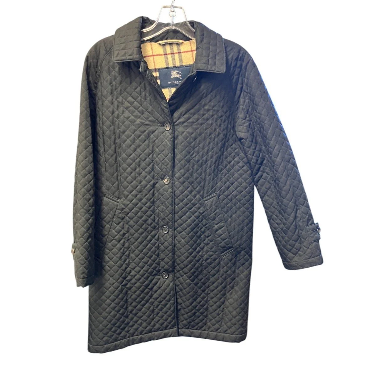 Burberry Diamond Quilted Mid Length Jacket Black Size 2 XS Mercer Island Thrift Shop